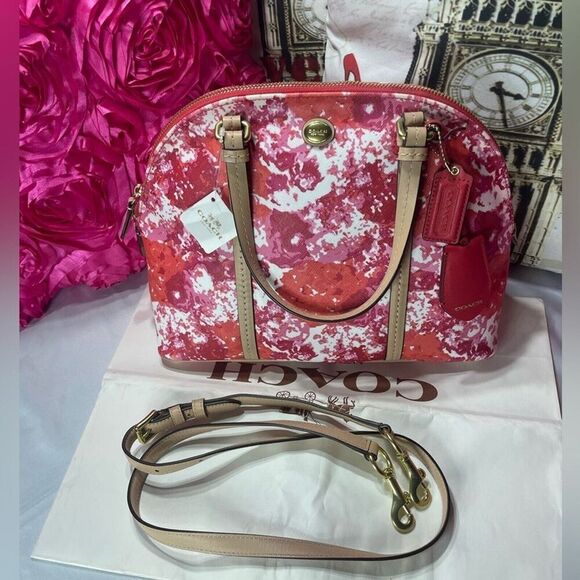 Coach Peyton Floral Cora Domed Shoulder Bag Satchel - Picture 2 of 10